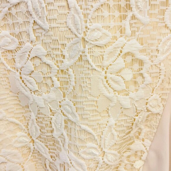 Long Sleeve Vintage Lace Front Cream Dress - Picture 4 of 11